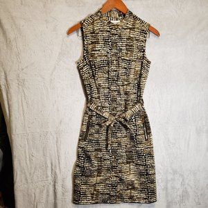 Calvin Klein Sleeveless Snap-up with Pockets Zipper Pockets Collar Safari Dress